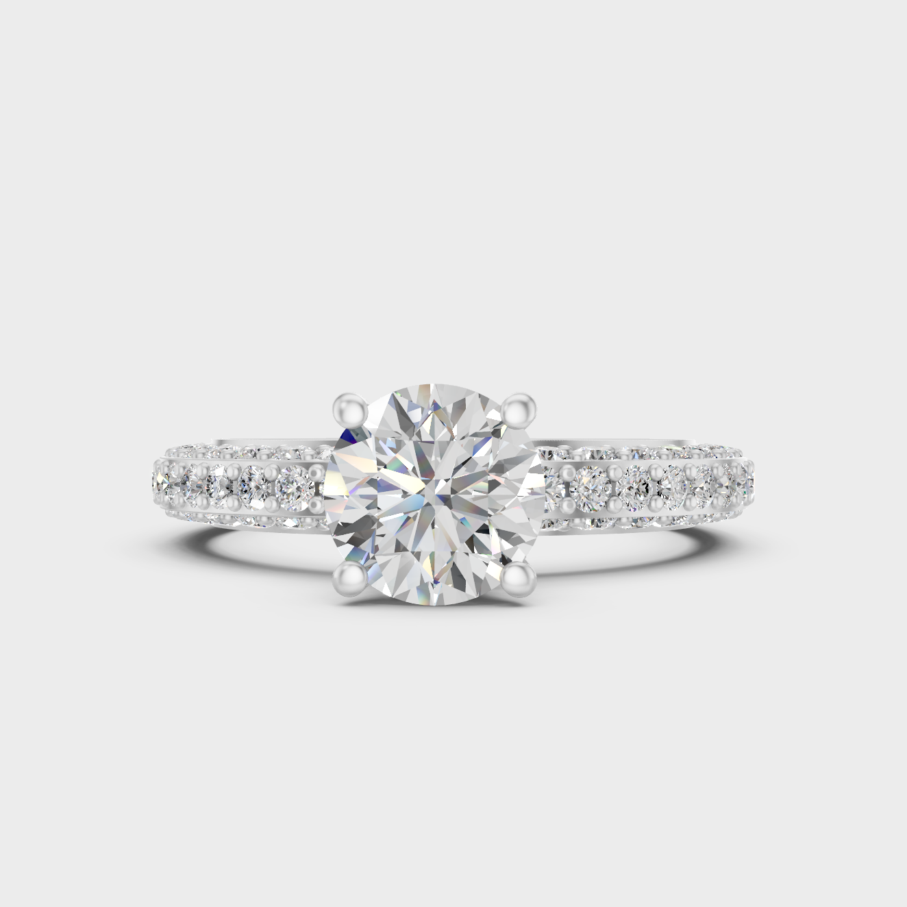 White Gold Hidden Halo Engagement Ring With Certified Round Diamond